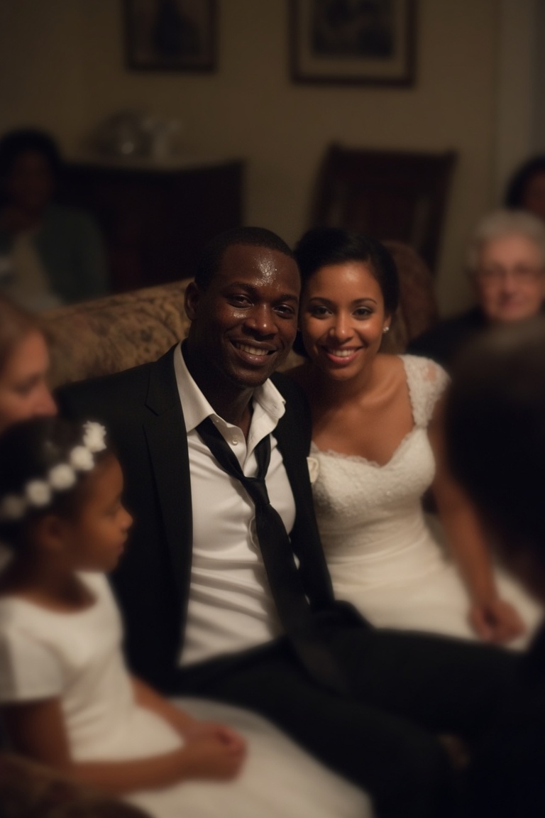Couple celebrating with family after their ceremony